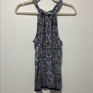 Max Studio Blue and White Tank Top Size Small